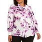 Calvin Klein Women's Floral Long Sleeve Tie Neck Wear to Work Button up Top Purple Size 3X