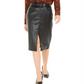 Bar III Women's Faux Leather Belted Slit Skirt Black Size -XL