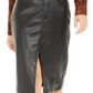 Bar III Women's Faux Leather Belted Slit Skirt Black Size -XL