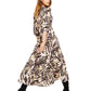 Bar III Women's Animal Print 3/4 Sleeve V Neck Maxi Wrap Dress Pink Size XXS