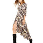 Bar III Women's Animal Print 3/4 Sleeve V Neck Maxi Wrap Dress Pink Size XXS