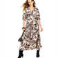 Bar III Women's Animal Print 3/4 Sleeve V Neck Maxi Wrap Dress Pink Size XXS