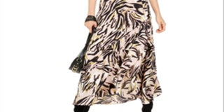 Bar III Women's Animal Print 3/4 Sleeve V Neck Maxi Wrap Dress Pink Size XXS