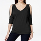 INC International Concepts Women's Cold Shoulder Hardware Top Black Size Petite L