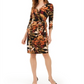 INC International Concepts Women's Jungle Print Faux Wrap Dress Brown Size Petite S/M