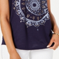 Style & Co Women's Graphic T-Shirt Blue Size Petite