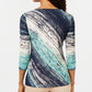 JM Collection Women's  Printed Asymmetric Top  Blue Size Large