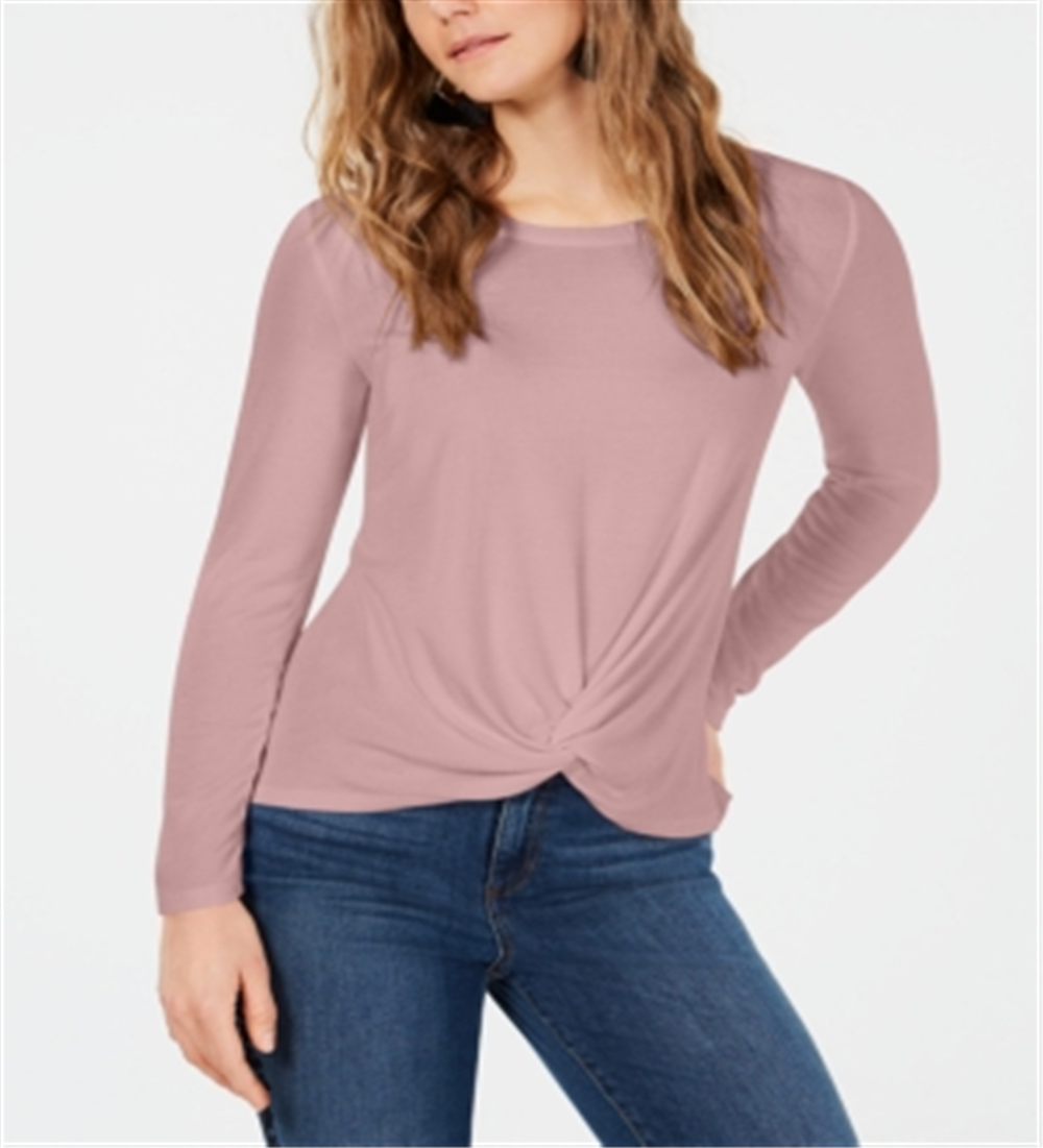 Style & Co Women's Twist Front Draped Top Pink Size Petite S