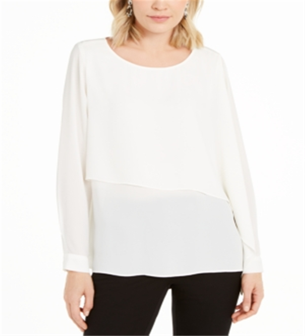 Alexis Women's Asymmetric Overlay Blouse White Size X-Small