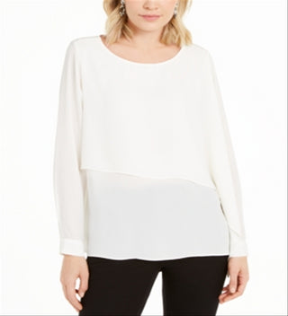 Alexis Women's Asymmetric Overlay Blouse White Size X-Small