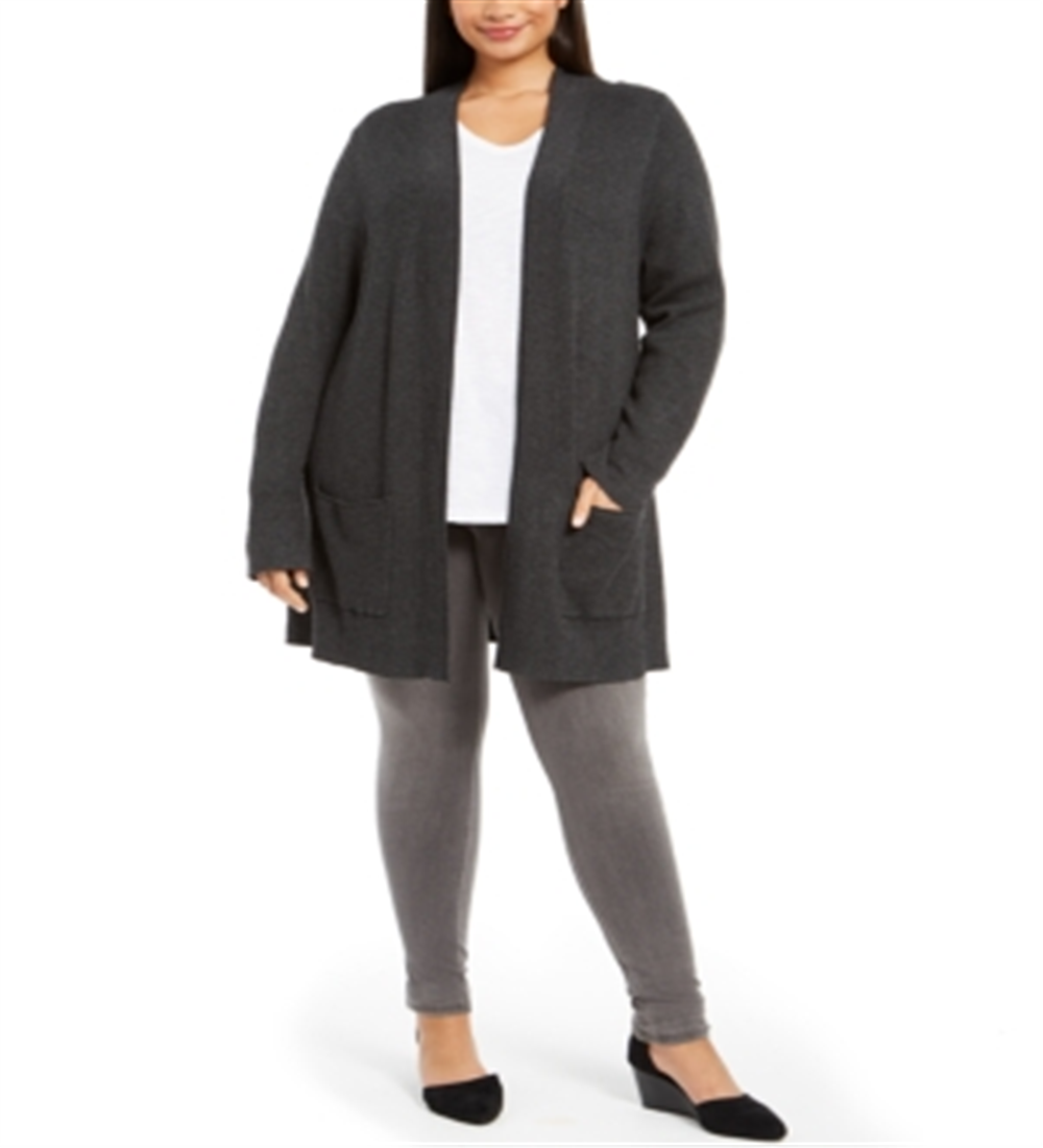 Style & Co Women's Thermal Cardigan Gray Size 2X