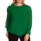 Vince Camuto Women's Asymmetrical Double Layer Chiffon Top Green Size Large