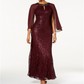 SL Fashions Women's Sequined Embellished Keyhole Full Length Sheath Formal Dress Purple Size 8 Petite