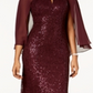 SL Fashions Women's Sequined Embellished Keyhole Full Length Sheath Formal Dress Purple Size 8 Petite
