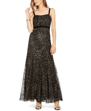 Adrianna Papell Women's Glitter Velvet Gown Black Size 12
