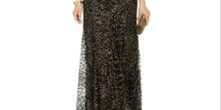 Adrianna Papell Women's Glitter Velvet Gown Black Size 12