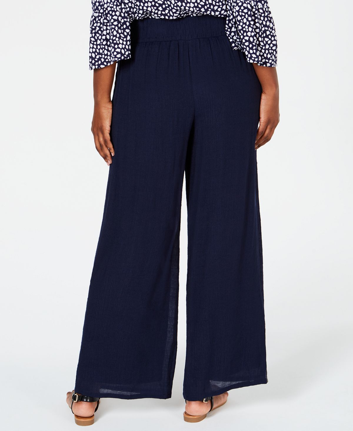 JM Collection Women's Embellished Textured Pants Blue Size XL