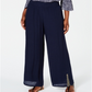 JM Collection Women's Embellished Textured Pants Blue Size XL