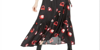 Bar Iii Printed Jacquard Wrap Maxi Dress Black Size L