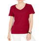 Karen Scott Women's Eyelet Shoulder V Neck Top Red Size Small