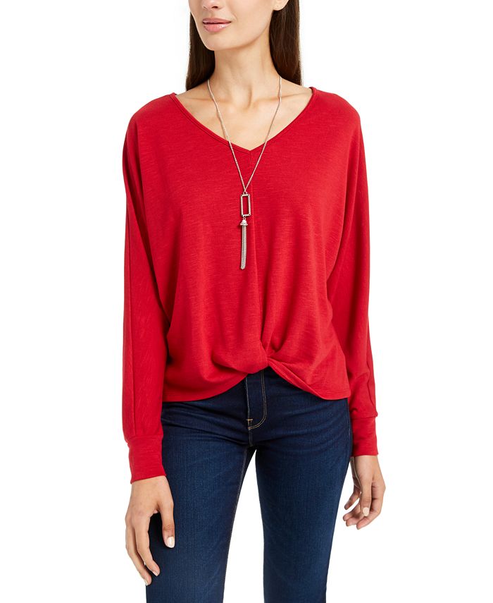 BCX Junior's Twist Front Top Red Size XL