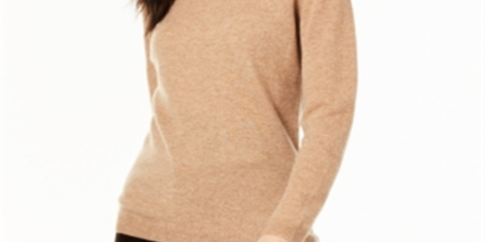 Charter Club Women's Cashmere Turtleneck Sweater Brown Size Petite L