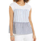 Style & Co Women's Cotton Tiered Top White Size Petite