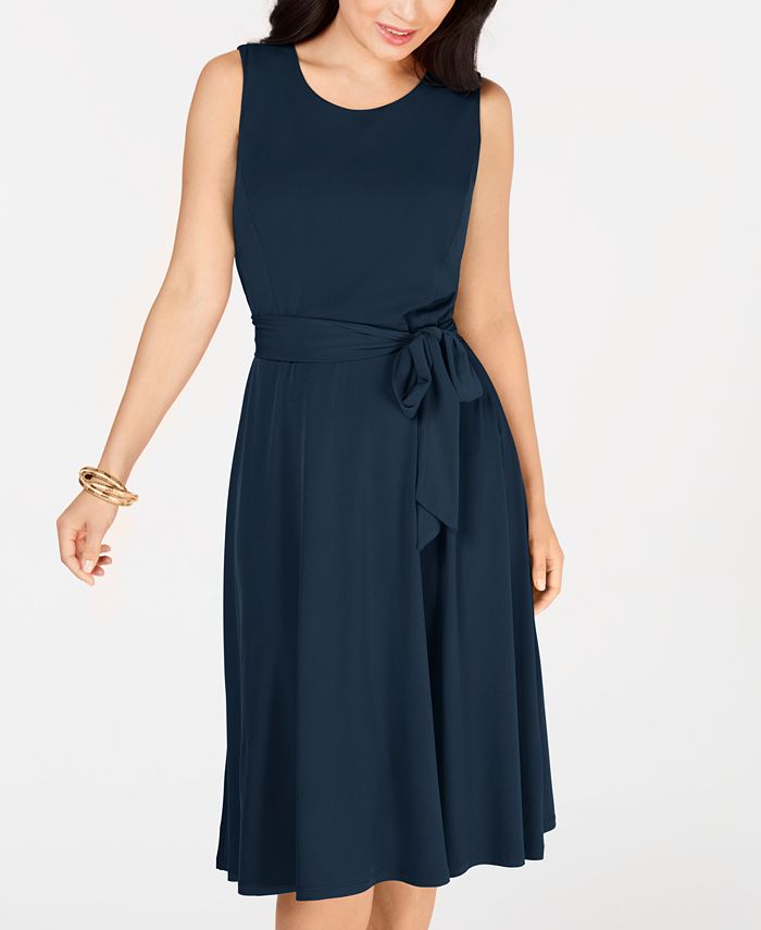 Charter Club Women's Belted MIDI Dress Wine Size PP