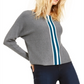 INC International Concepts Women's Varsity Stripe Sweater Gray Petite L