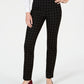 Charter Club Women's Cambridge Windowpane Print Slim Leg Pants Black Size 8
