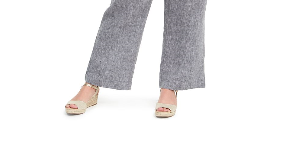 Charter Club Women's Plus Linen Straight Leg Pants Gray Size 2X