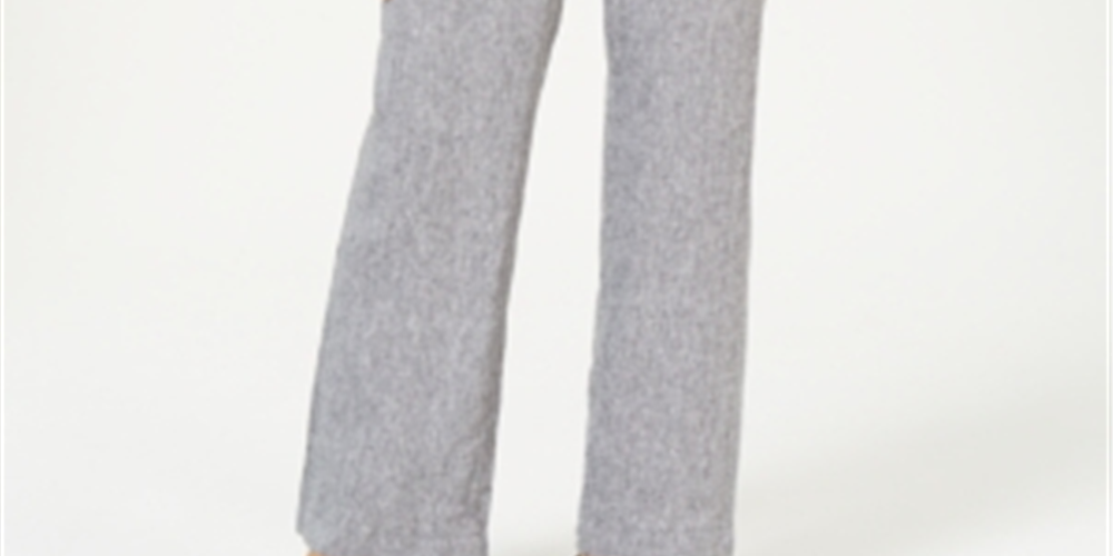 Charter Club Women's Plus Linen Straight Leg Pants Gray Size 2X