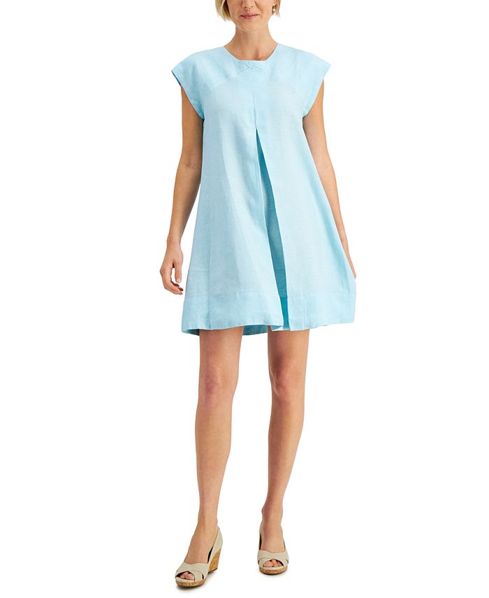 Charter Club Women's Tie Back a Line Dress Blue Size Medium