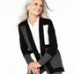 Charter Club Women's Color Blocked Pure Cashmere Cardigan Classic Black Combo Size Petite XL
