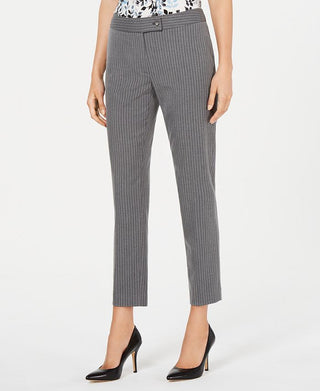 Calvin Klein Women's Pinstripe Straight Leg Pants Gray Size 4