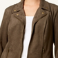 Style & Co Women's Faux Suede Moto Jacket Green Size Petite L