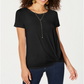 Style & Co Women's Knot Hem T-Shirt Black Size Medium