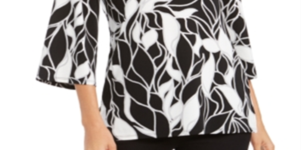 JM Collection Women's Twist-Neck Tunic Black Size XS