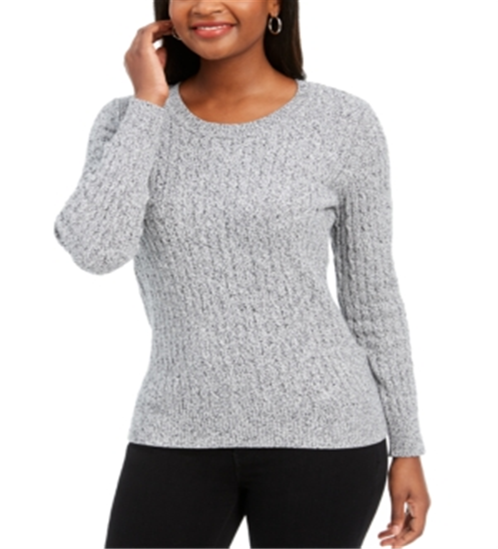 Karen Scott Women's Cotton Marled Knit Sweater White Size X-Small