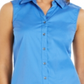 Charter Club Women's Button Front Top Blue Size 10