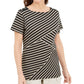 Karen Scott Women's Asymmetrical Striped Top Black Size XX-Large