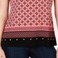 Charter Club Women's Printed Keyhole Neck Top Pink Size Small