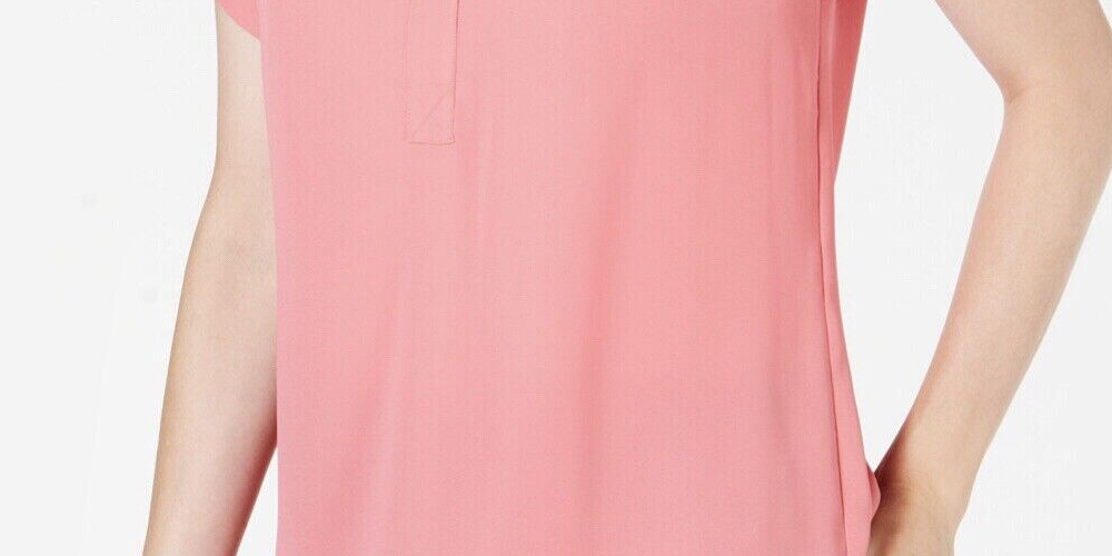 Charter Club Women's Cloud Dolman Sleeve Split Neck Top Pink Size Small