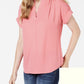 Charter Club Women's Cloud Dolman Sleeve Split Neck Top Pink Size Small