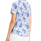Karen Scott Women's Tuscan Garden Cotton Shirt Blue Size Petite Large