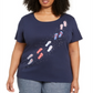 Karen Scott Women's Steps Graphic Top Blue Size Petite Small