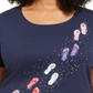 Karen Scott Women's Steps Graphic Top Blue Size Petite Small