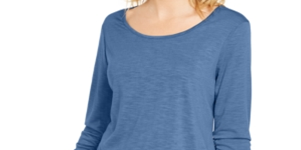 Style & Co Women's Chiffon Hem Top Blue Size X-Small