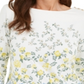 Charter Club Women's  Floral-Print Boat-Neck Top  White Size XL