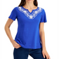 Karen Scott Women's Split Neck Top Blue Size Petite Large